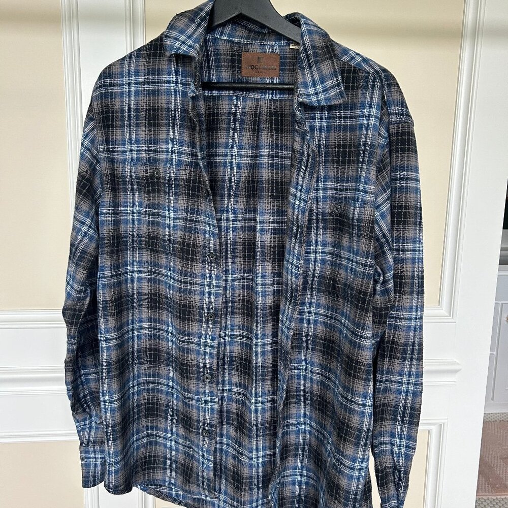 Woolrich Men's Blue Plaid Flannel Button Down Shirt Medium